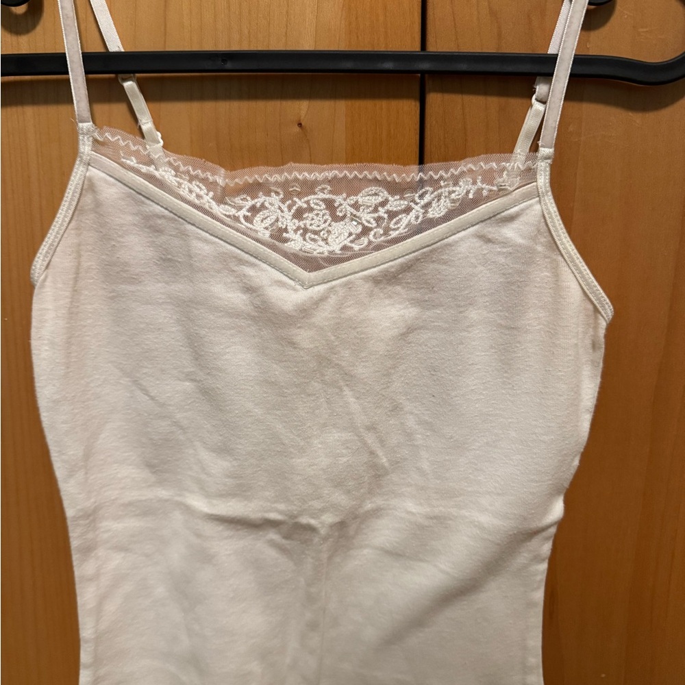 Abercrombie & Fitch Cream Lace-Trim Camisole Tank Top